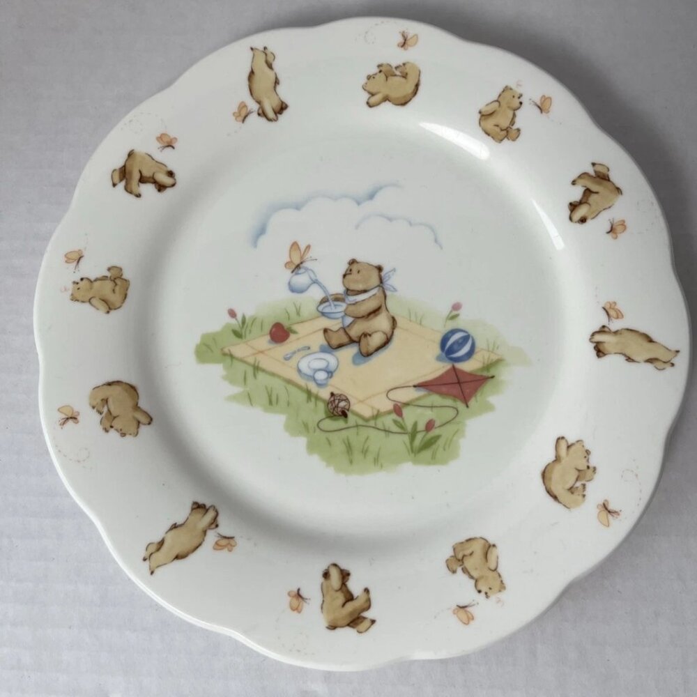 Vintage 1984 Noritake Busy Bears 8” Bone China Child’s Plate Japan